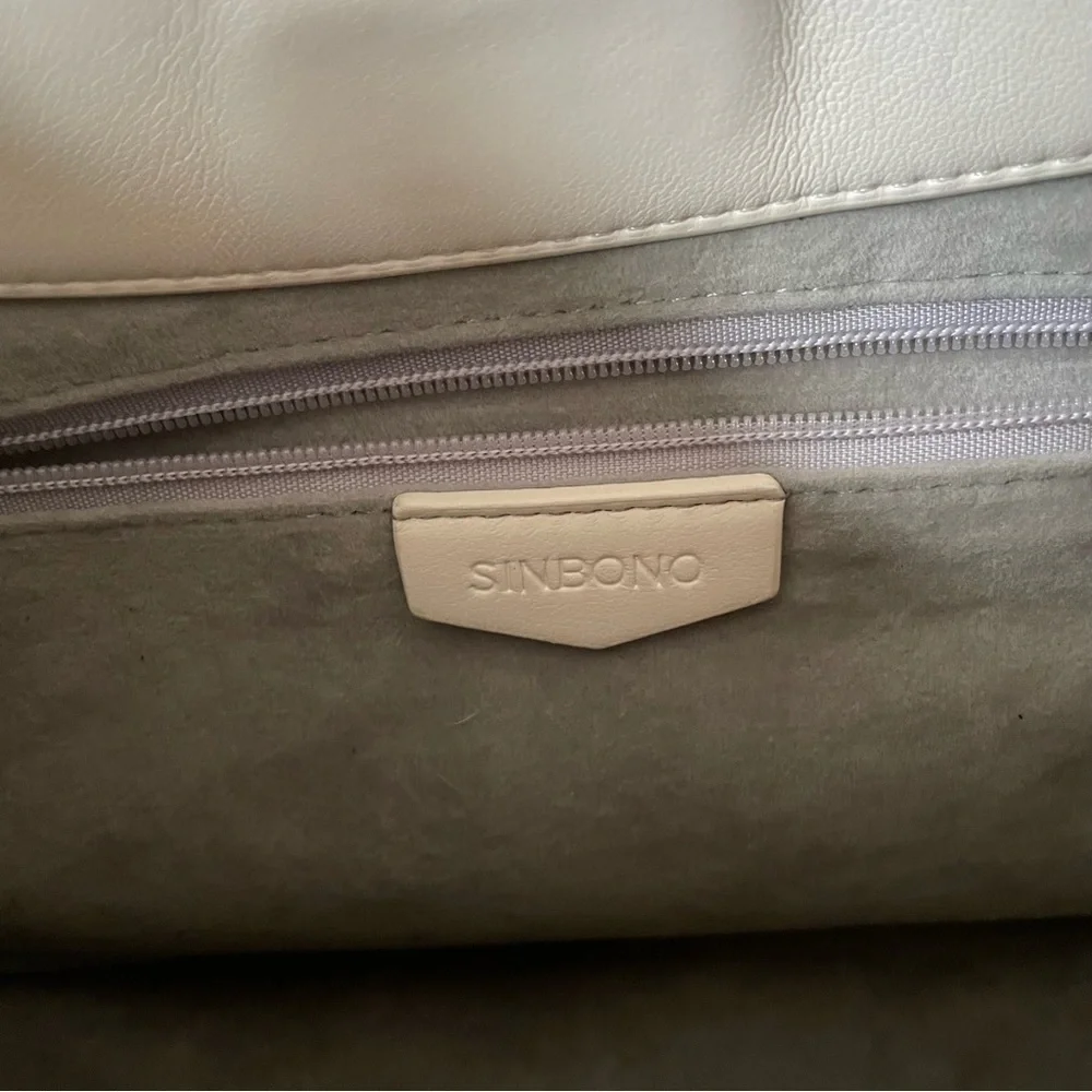 Sinbono Vegan Faux Lambskin Leather Ava Ivory Scrunch Handle Hobo Bag One Size